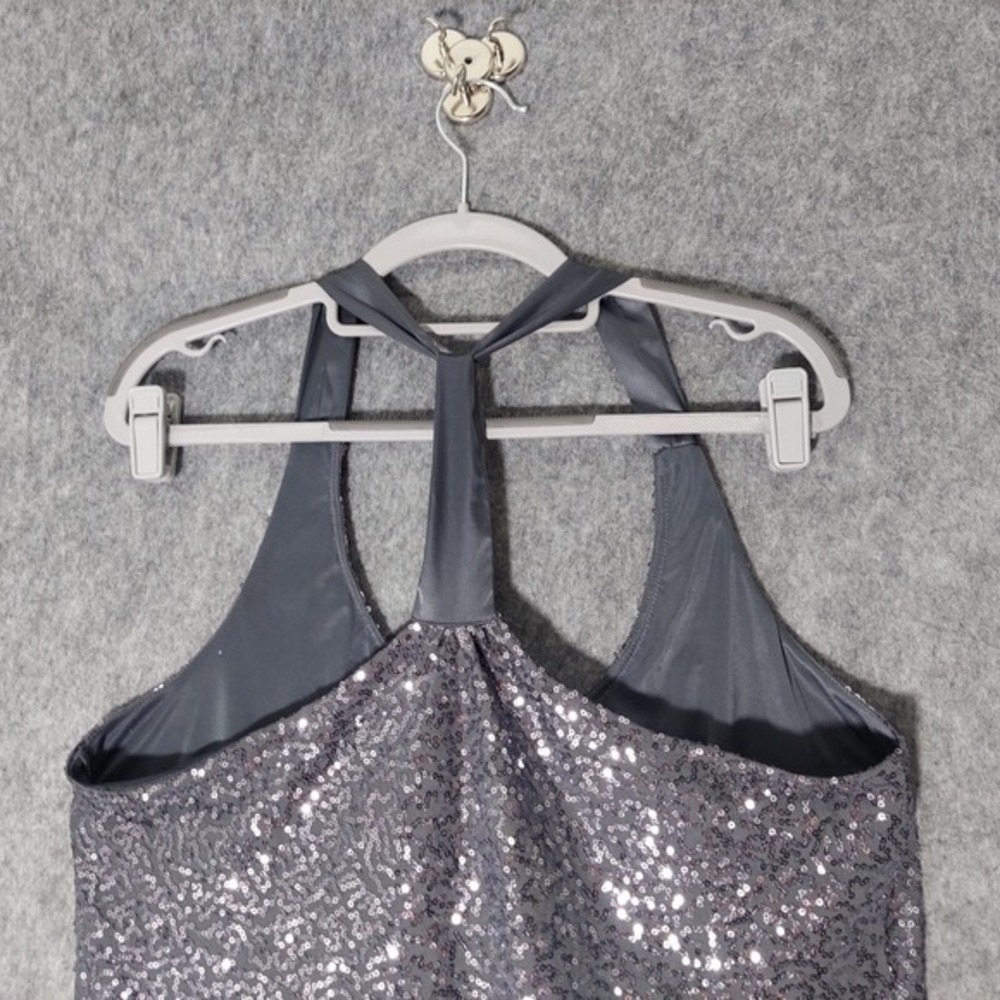 Express Top Women L Silver Metallic Twist Front Sleeveless Party Club Glam Y2K - Picture 7 of 9